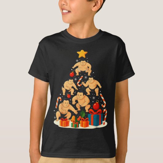 Sumo Wrestling Japanese Sumo Wrestler Christmas Tr Tシャツ (正面)