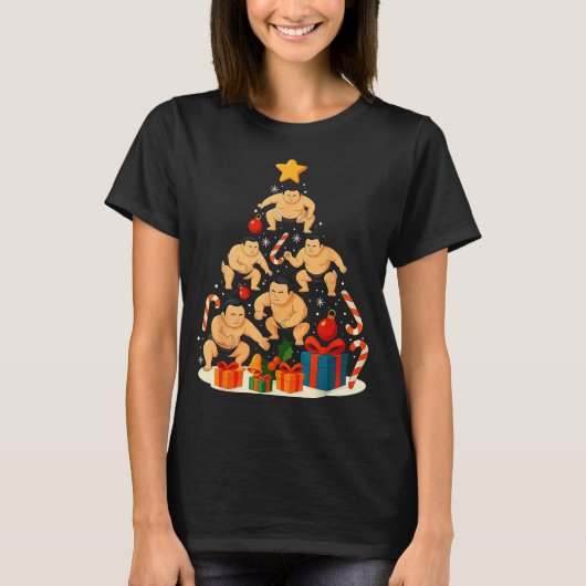 Sumo Wrestling Japanese Sumo Wrestler Christmas Tr Tシャツ (正面)