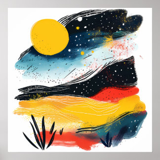 SunとNiのポスター付き風景 ポスター