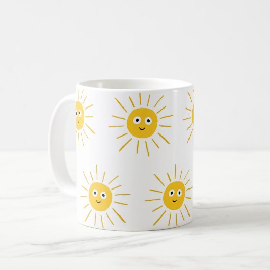 Sunのモチーフ:シームレスなヴィンテージスキュー。 コーヒーマグカップ (正面左)