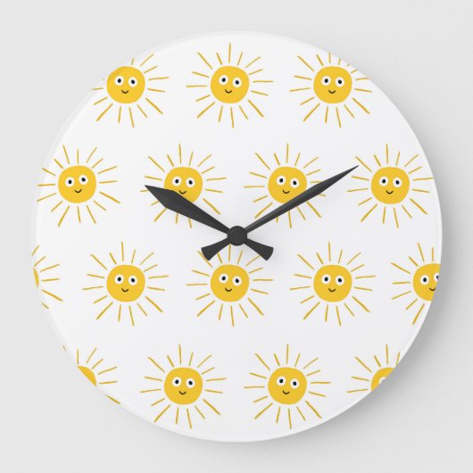 Sunのモチーフ:シームレスなヴィンテージスキュー。 ラージ壁時計 (正面)