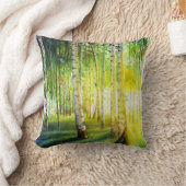 Sunストリーミング付きホワイト樺の木 クッション (ブランケット)