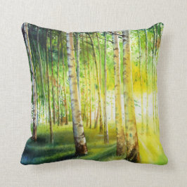 Sunストリーミング付きホワイト樺の木 クッション