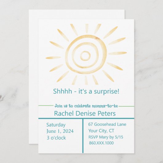 SUNベビーシャワー招待状 招待状 (正面/裏面)