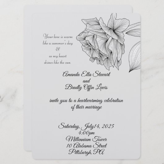 Sun 6.5インチx 8.75インチ結婚式招待状と同様 招待状 (正面/裏面)