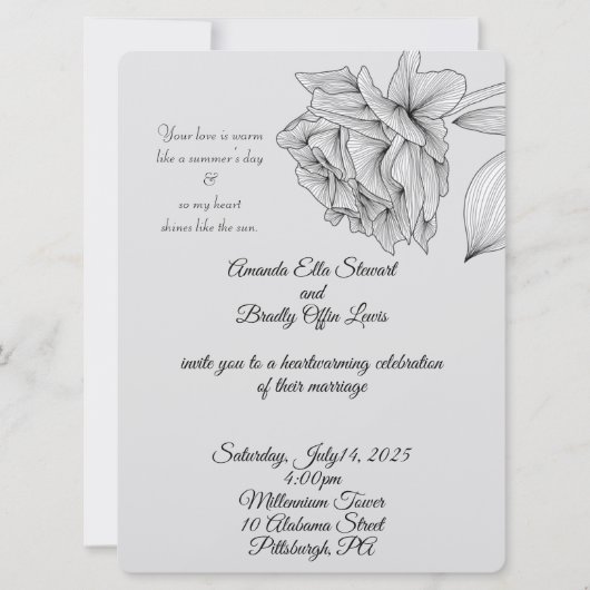 Sun 6.5インチx 8.75インチ結婚式招待状と同様 招待状 (正面)