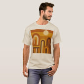 Sun and Arches Mid Century Modern Geometric Design Tシャツ (正面フル)