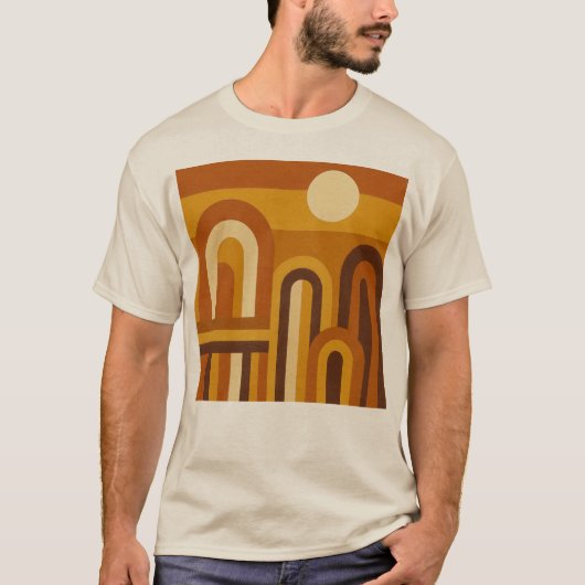 Sun and Arches Mid Century Modern Geometric Design Tシャツ (正面)