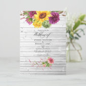 Sun and Burgundy Plumのフローラ素朴の結婚写真 招待状 (スタンド正面)