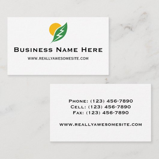 Sun and Leaf with Electricity Zap Business Card 名刺 (正面/裏面)