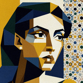 Sun and Moon Face Art Dualism Day and Night Geomet ポスター