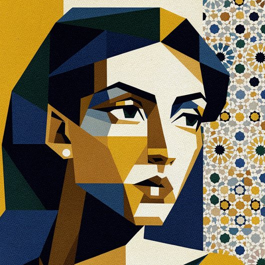 Sun and Moon Face Art Dualism Day and Night Geomet ポスター