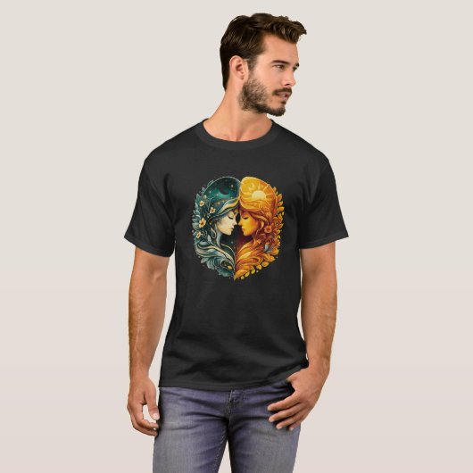 Sun and Moon Harmony Luxury Art Tシャツ (正面フル)