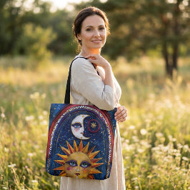 Sun and Moon Tote Bag with Vibrant Celestial Art トートバッグ