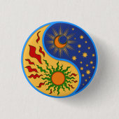 Sun and Moon Yin Yang Colorful 缶バッジ (正面)