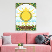 Sun and Rain Nature Cycle Botanical Emblem ART キャンバスプリント (インサイチュ (リビング))