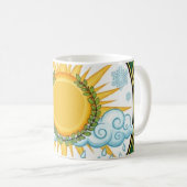 Sun and Rain Nature Cycle Botanical Emblem ART コーヒーマグカップ (正面右)