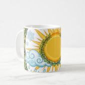 Sun and Rain Nature Cycle Botanical Emblem ART コーヒーマグカップ (正面左)