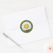 Sun and Rain Nature Cycle Botanical Emblem ART ラウンドシール (封筒)