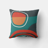 Sun and rainbow blue red white boho artwork クッション (裏面)