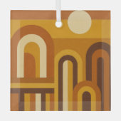 Sun & Arches Mid Century Modern Geometric Design ガラスオーナメント (正面)
