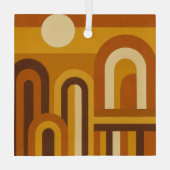 Sun & Arches Mid Century Modern Geometric Design ガラスオーナメント (裏面)