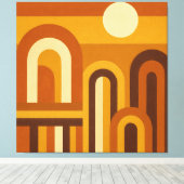 Sun & Arches Mid Century Modern Geometric Design キャンバスプリント (インサイチュ (ウッドフロア))
