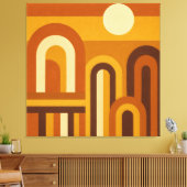 Sun & Arches Mid Century Modern Geometric Design キャンバスプリント (インサイチュ (リビング))