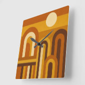 Sun & Arches Mid Century Modern Geometric Design スクエア壁時計 (傾斜)