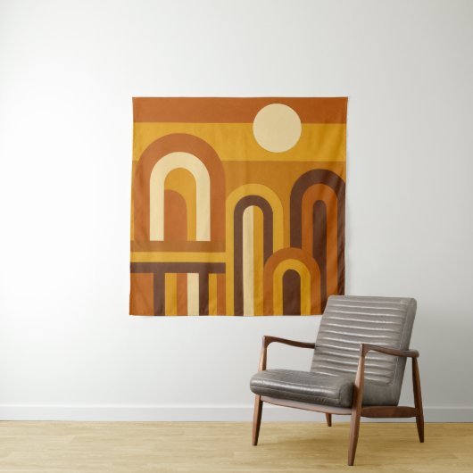 Sun & Arches Mid Century Modern Geometric Design タペストリー (インサイチュ)