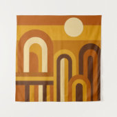 Sun & Arches Mid Century Modern Geometric Design タペストリー (正面)