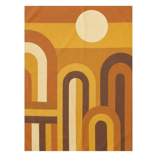 Sun & Arches Mid Century Modern Geometric Design テーブルクロス (正面)