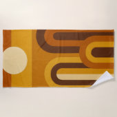 Sun & Arches Mid Century Modern Geometric Design ビーチタオル (正面)