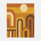 Sun & Arches Mid Century Modern Geometric Design フリースブランケット (正面)