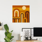 Sun & Arches Mid Century Modern Geometric Design ポスター (ホームオフィス)