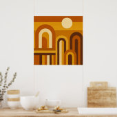 Sun & Arches Mid Century Modern Geometric Design ポスター (キッチン)