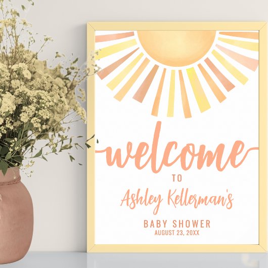 Sun Baby Shower Welcome Sign ポスター