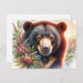 Sun Bearフローラ水彩野生生物はがき シーズンポストカード (正面/裏面)