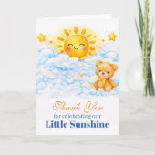 Sun Bear Clouds Baby Shower Thank You Card カード (正面)