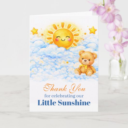 Sun Bear Clouds Baby Shower Thank You Card カード (蘭)