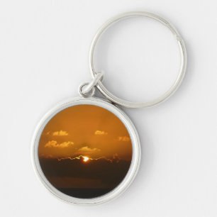 Sun Behind Clouds I Orange Sunset Photo キーホルダー