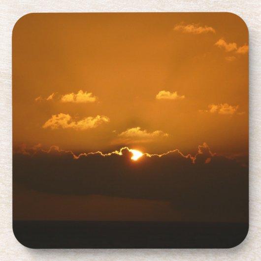 Sun Behind Clouds I Orange Sunset Photo コースター (正面)