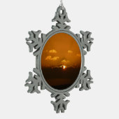 Sun Behind Clouds I Orange Sunset Photo スノーフレークピューターオーナメント (左)