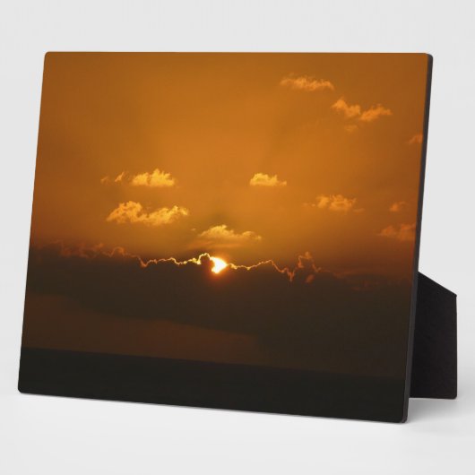 Sun Behind Clouds I Orange Sunset Photo フォトプラーク (側面)