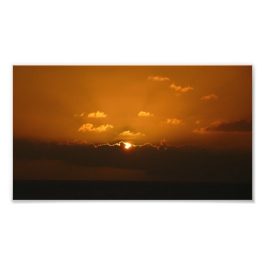 Sun Behind Clouds I Orange Sunset Photo フォトプリント (正面)