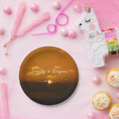 Sun Behind Clouds I Orange Sunset Photo ペーパープレート (パーティー)