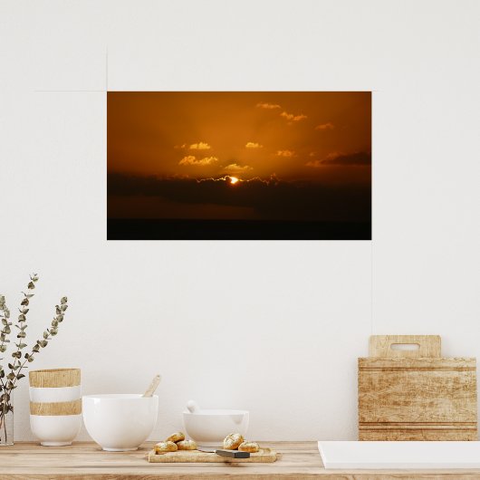 Sun Behind Clouds I Orange Sunset Photo ポスター (キッチン)