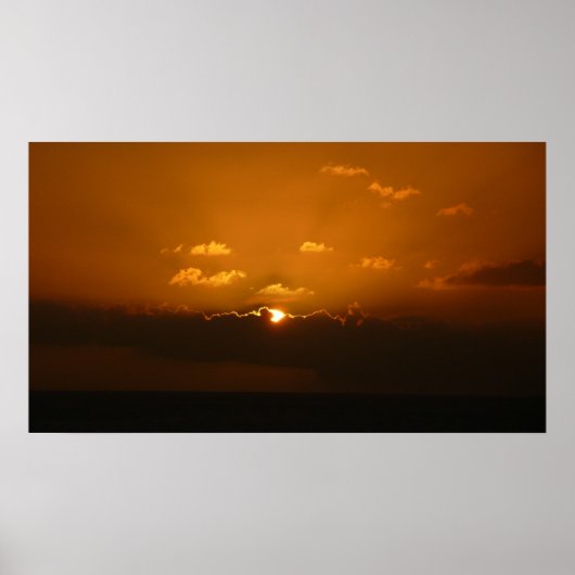 Sun Behind Clouds I Orange Sunset Photo ポスター (正面)