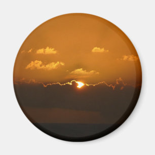 Sun Behind Clouds I Orange Sunset Photo マグネット