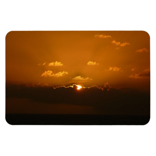 Sun Behind Clouds I Orange Sunset Photo マグネット (横)